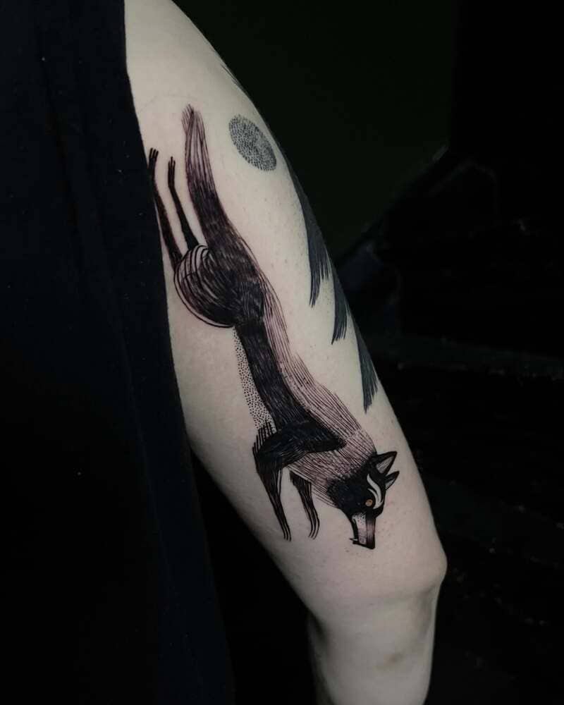 Brushstroke Lone Wolf Tattoo Design for men