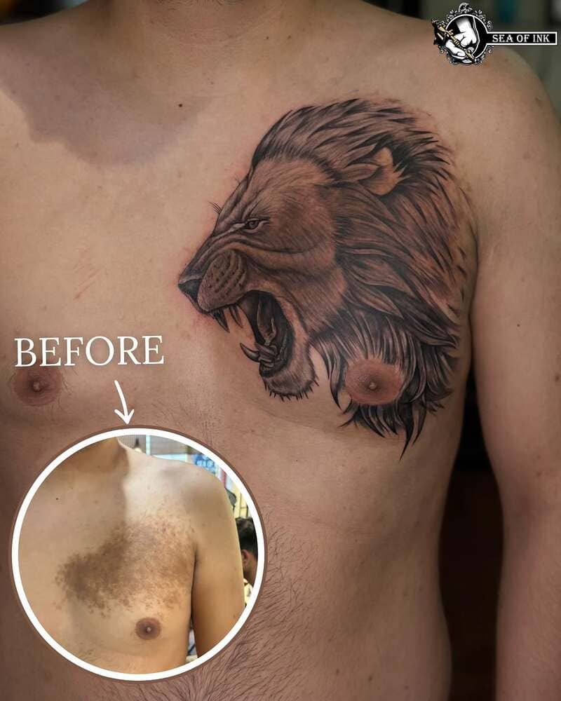 lion-portrait-coverup-small-chest-tattoo-men